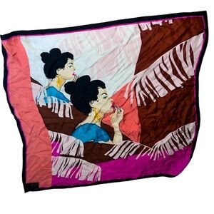 H&M 100% Silk Multicolor Graphic Scarf